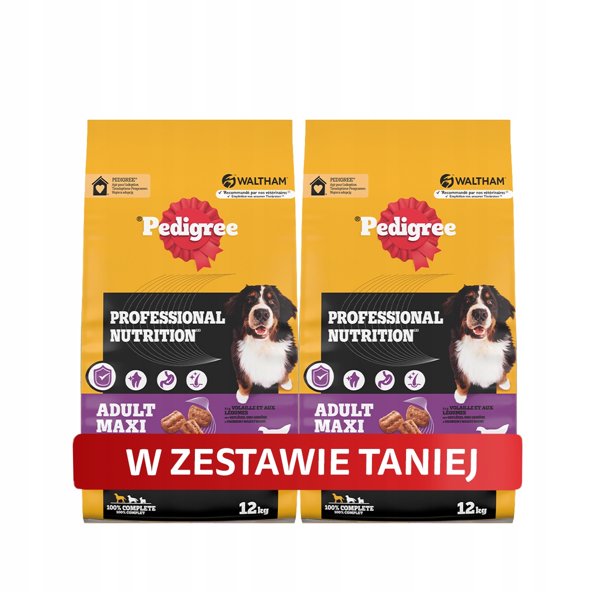 Pedigree sucha karma dla psa duże rasy z drobiem 12 kg W Zestawie