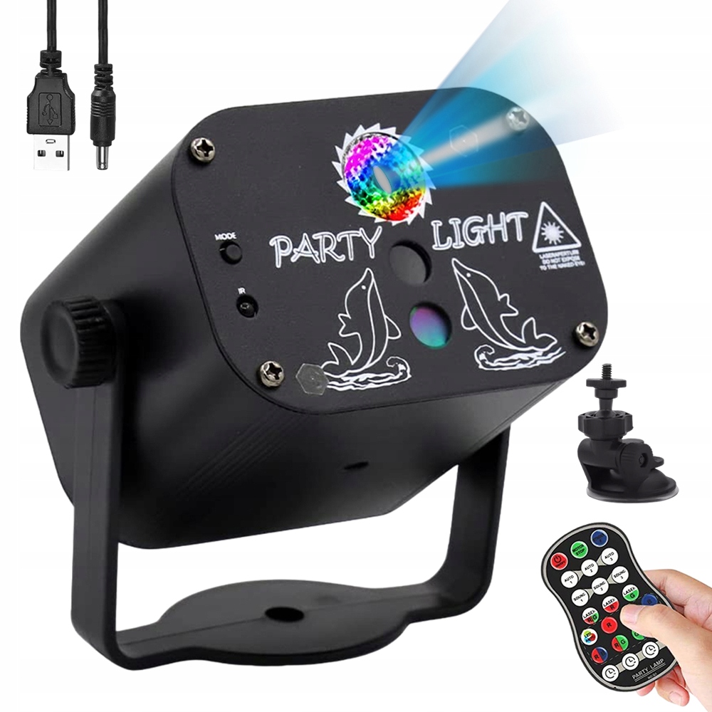 Rgb Diskotékový Projektor 3V1, Laserové Barevné Světlo, Hlasové Ovládání