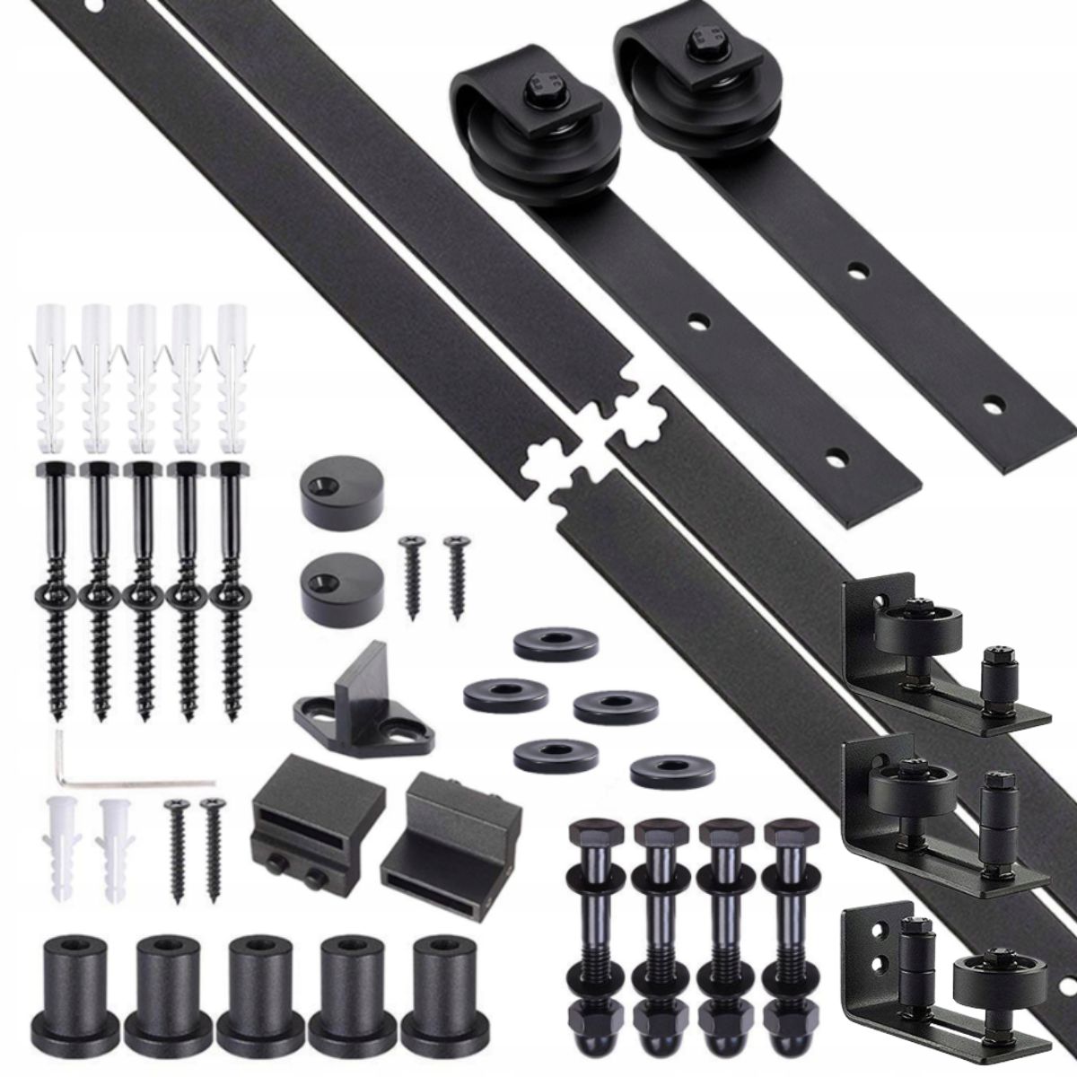 SYSTEM DRZWI PRZESUWNYCH BARN DOOR + PROWADNICE ROLKI ZESTAW 2m LOFT