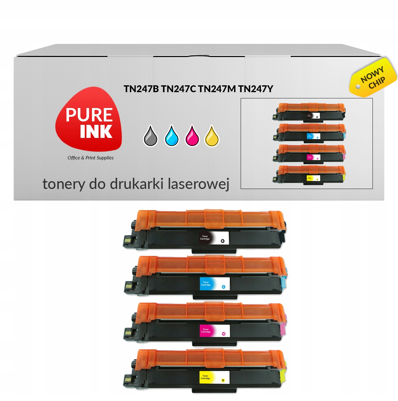 

4x Toner Pureink TN247B/C/M/Y Brother DCP-L3510CDW