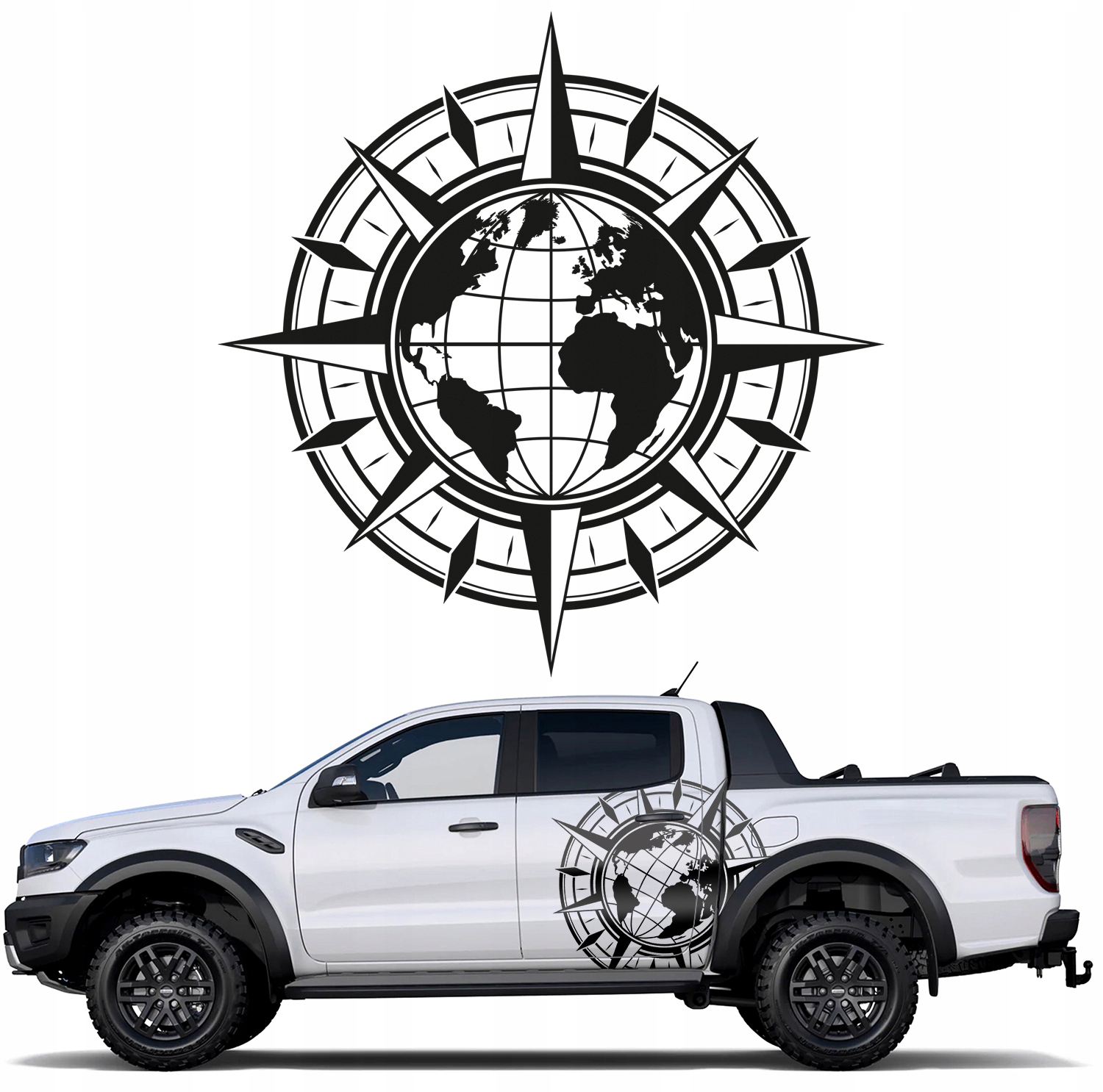 Samolepka Na Bok Auta Růže Větrů 135x135 cm