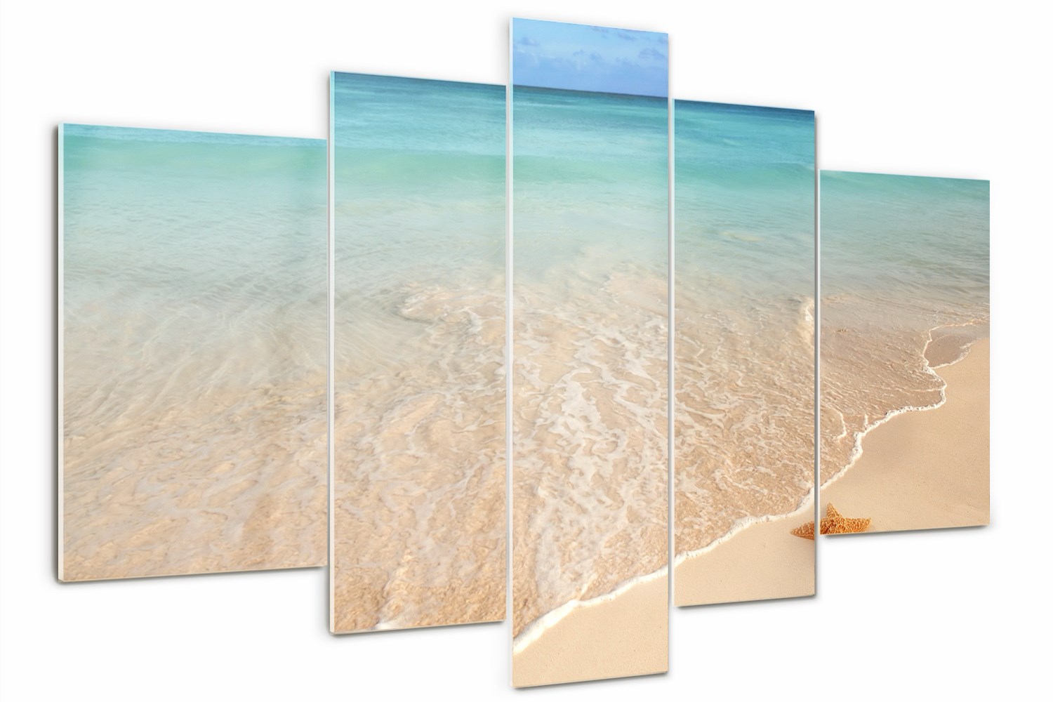 Obraz na skle triptych Hvězdice na pláži