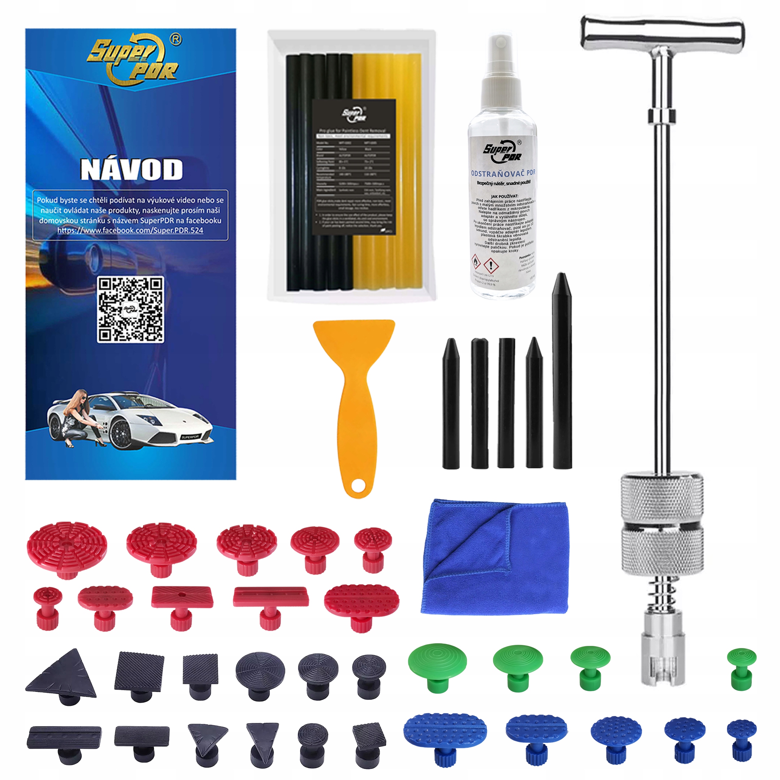 Sada na opravu promáčklin Pdr, vyrovnávací kladivo s kluzným závažím XXL