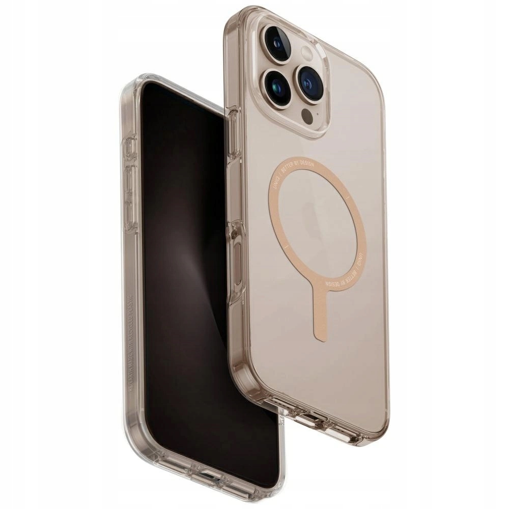 Pouzdro Uniq Clario Magclick Charging pro iPhone 16 Pro Max – průsvitně zlaté