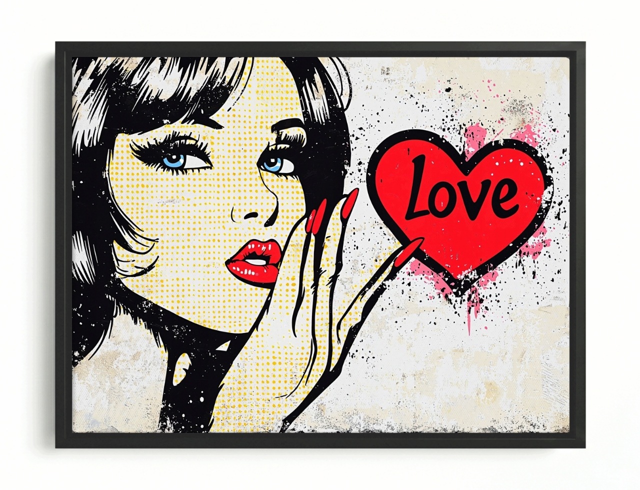 Obraz Rám American Box Graffiti Street Pop Art Žena Srdce Love 100x75