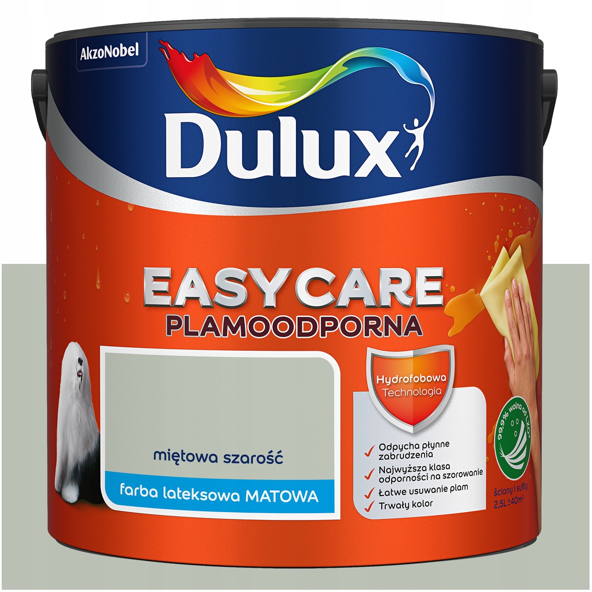 Barva na stěny stropů odolná vůči skvrnám Dulux Easycare Mátová šedá 5L
