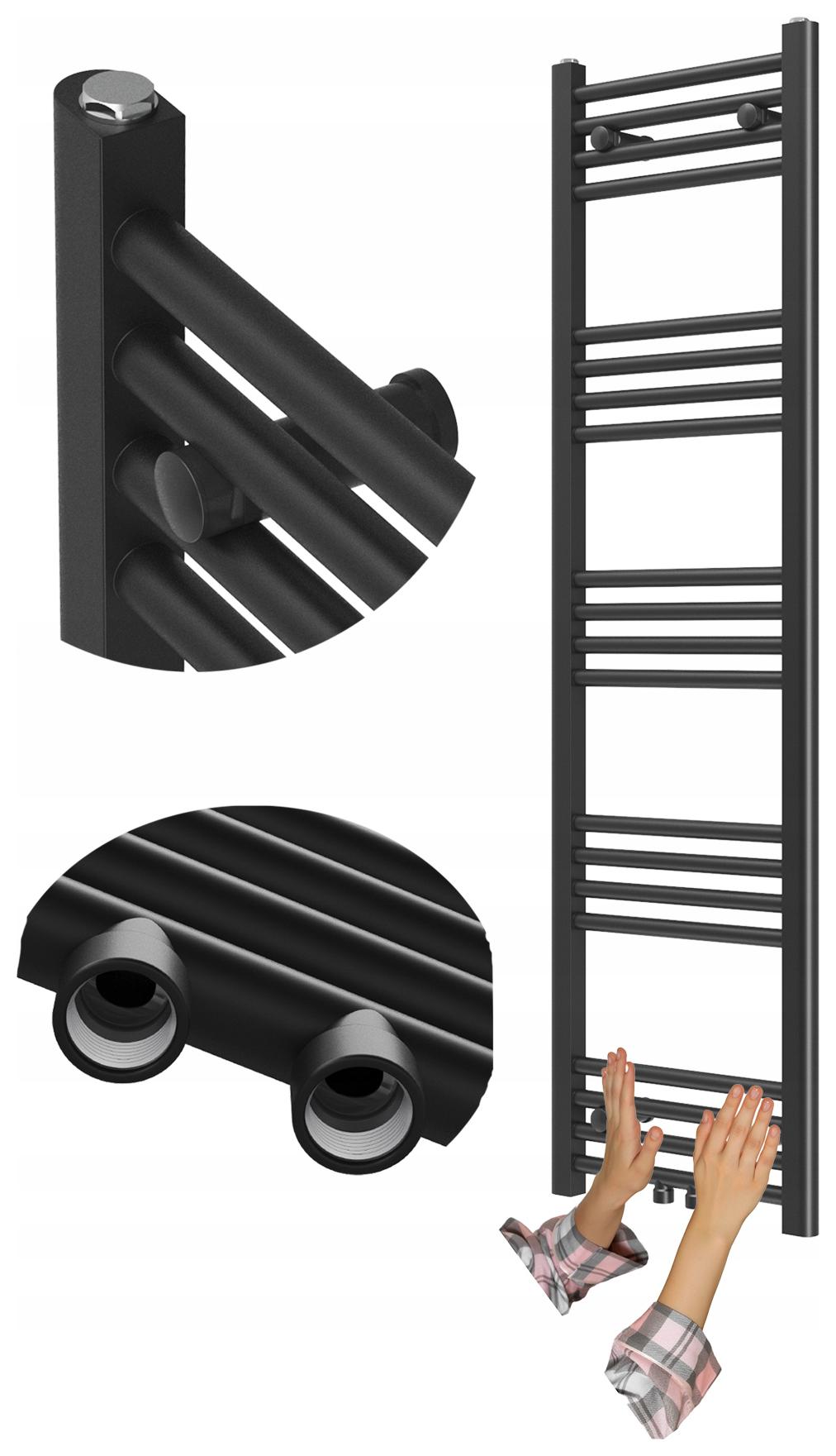 Koupelnový Radiátor Žebříkový Moderní Černý 140x40 cm Raven