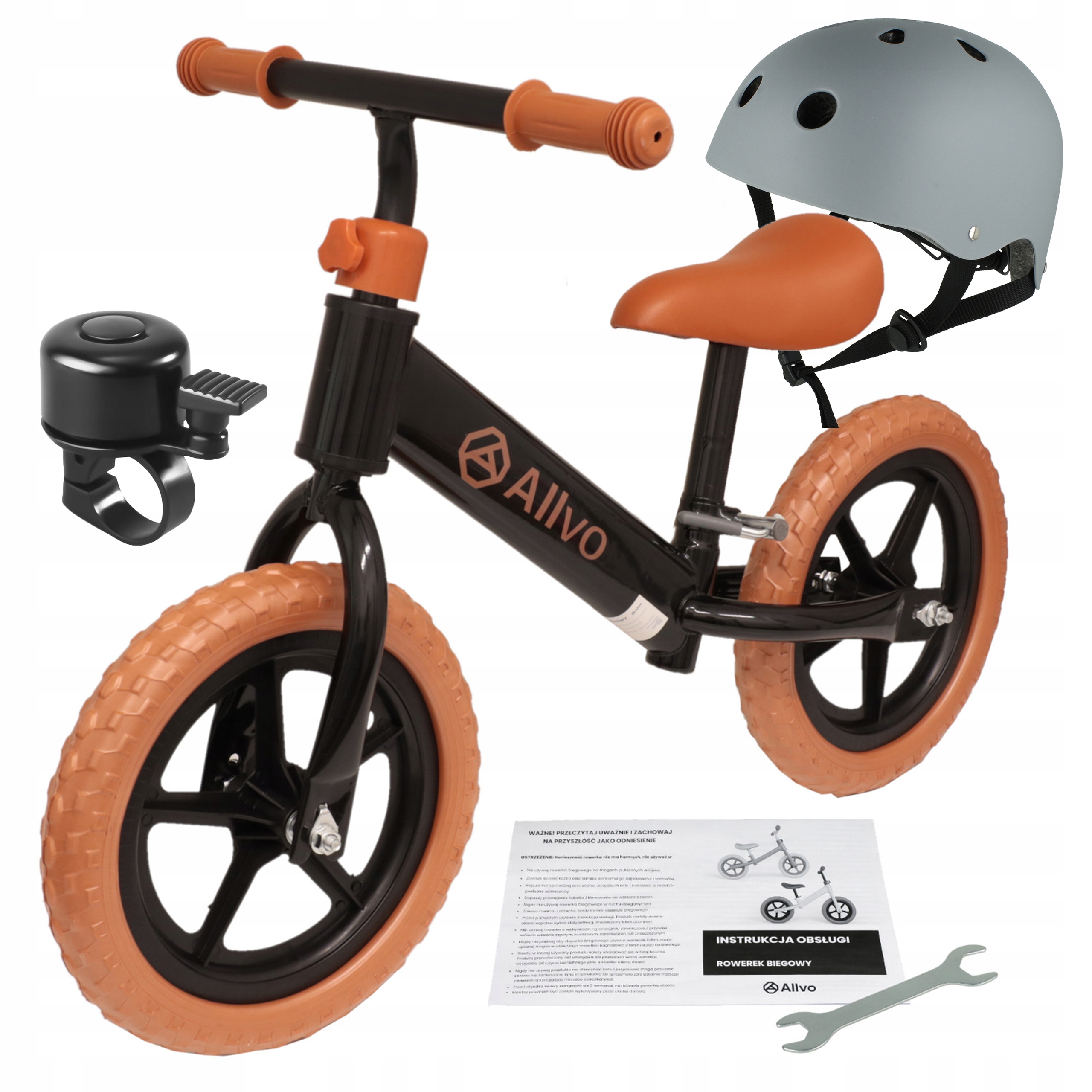 Sportowy rowerek biegowy dla dzieci dla 2 latka zestaw 3w1 kask dzwonek