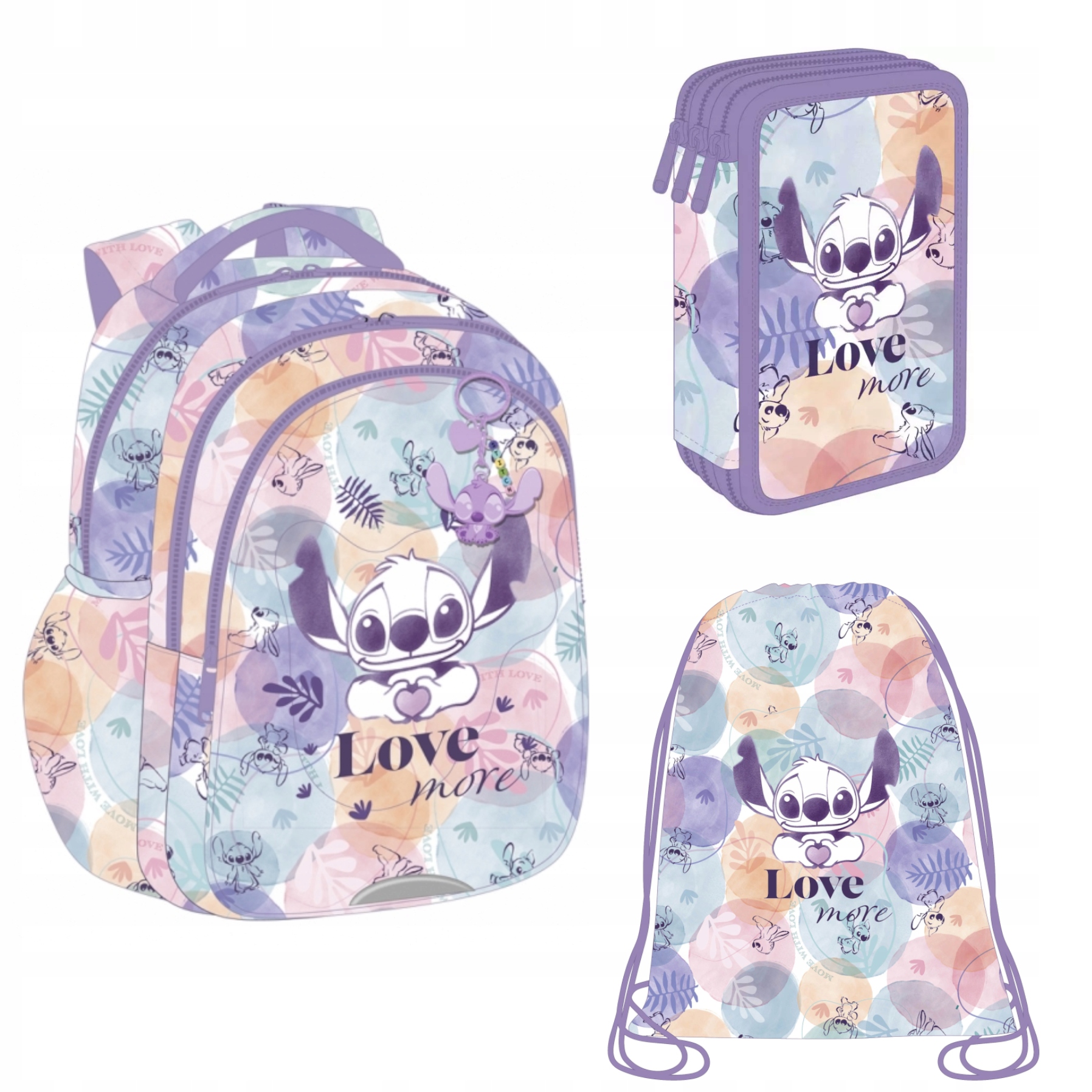 ZESTAW 3-ELEMENTÓW PIÓRNIK POTRÓJNY STITCH DISNEY PASTEL COOLPACK