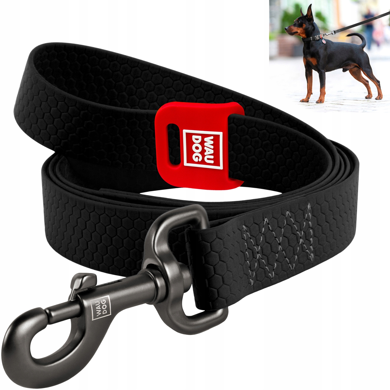 Vodítko pro psa voděodolné černé 25 mm 183 cm