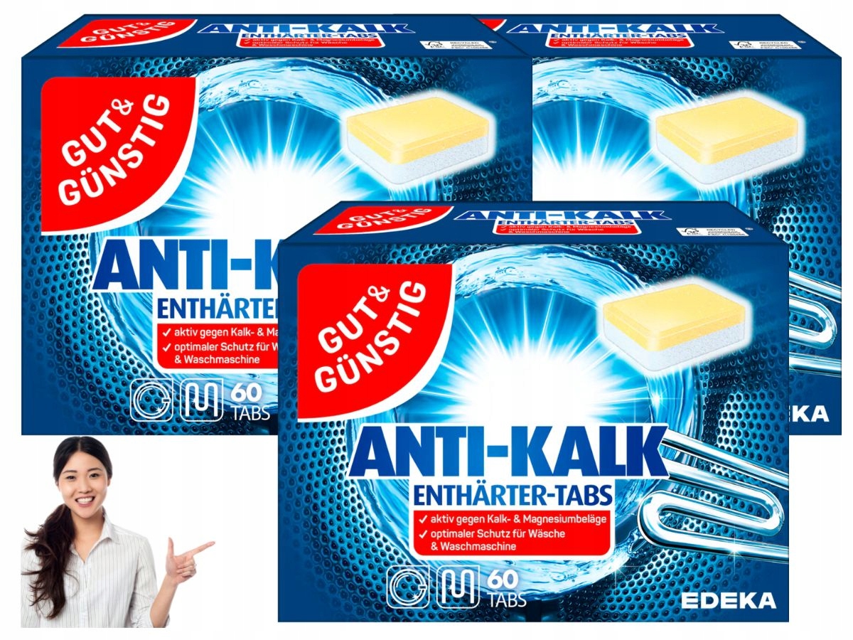 Levně Gut & Gunstig Odvápňovací tablety do pračky (s prádlem) na kámen 180 ks