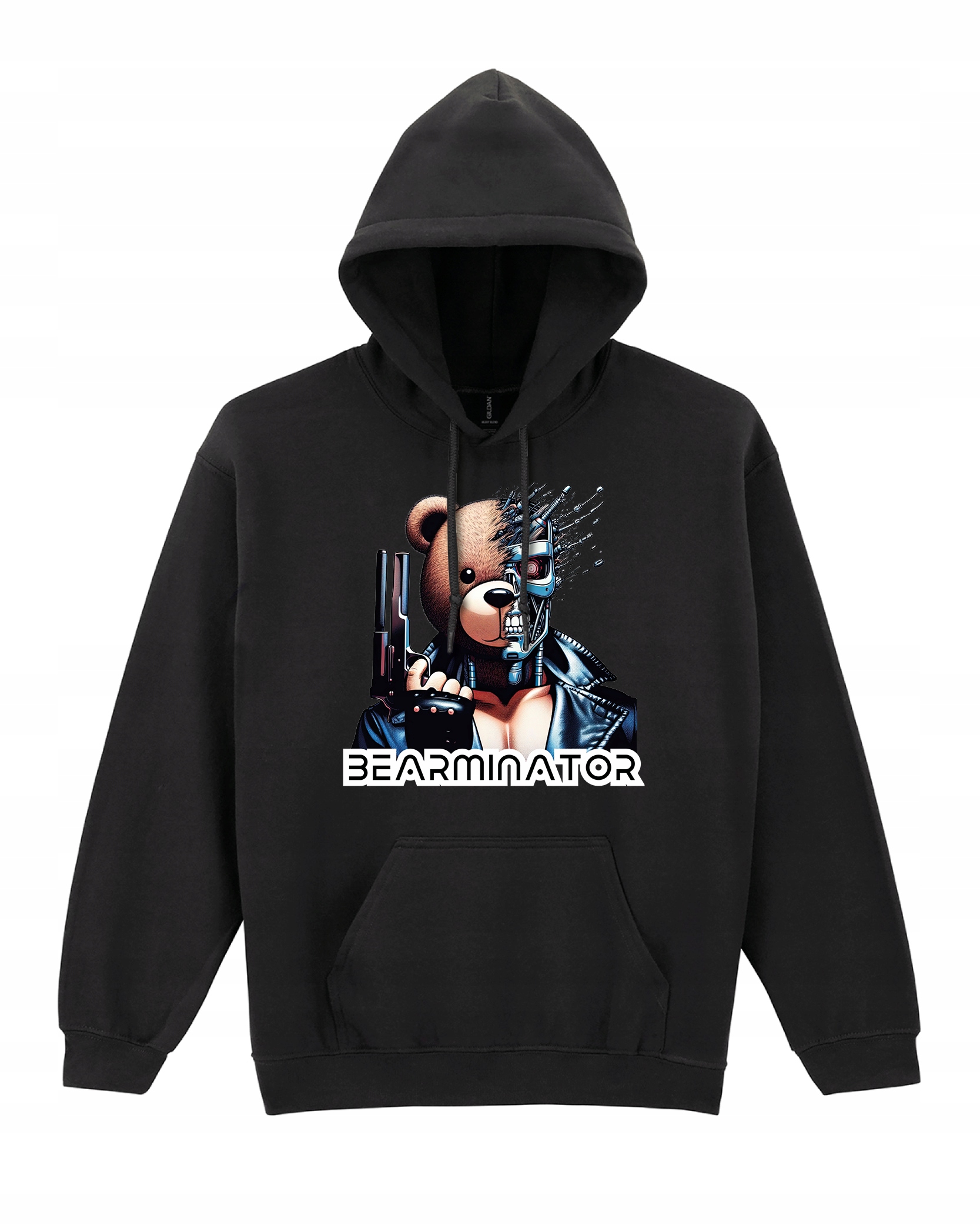Mikina s kapucí Bearminator Medvídek Terminátor Legrační Černá L
