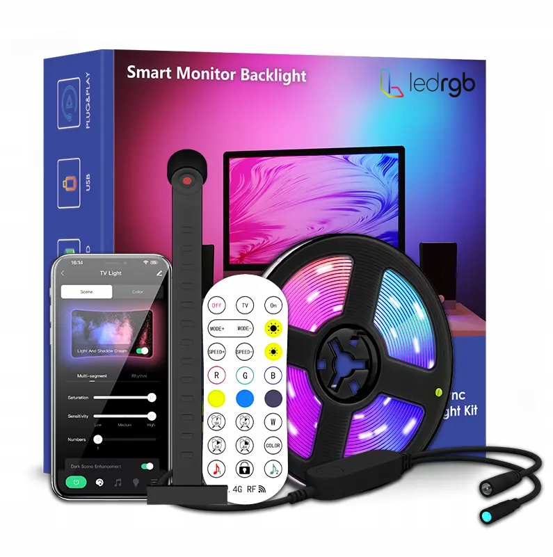 Led Tv páska Rgb IC Ambient Aplikace Dálkové ovládání živé barvy pro obrazovku 45-65"