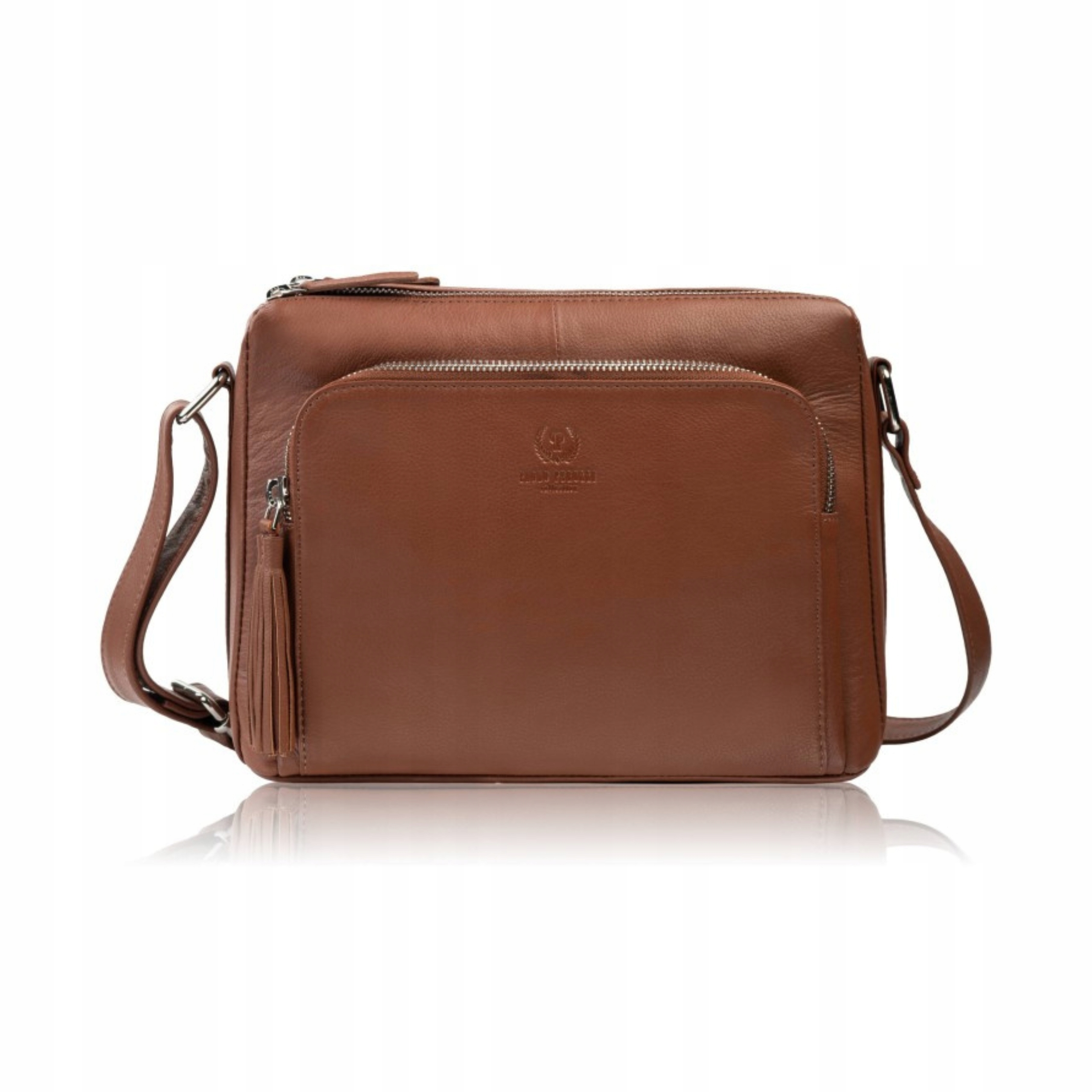 Klasická Kabelka Přes Rameno dámská kožená kabelka Paolo Peruzzi koňaková