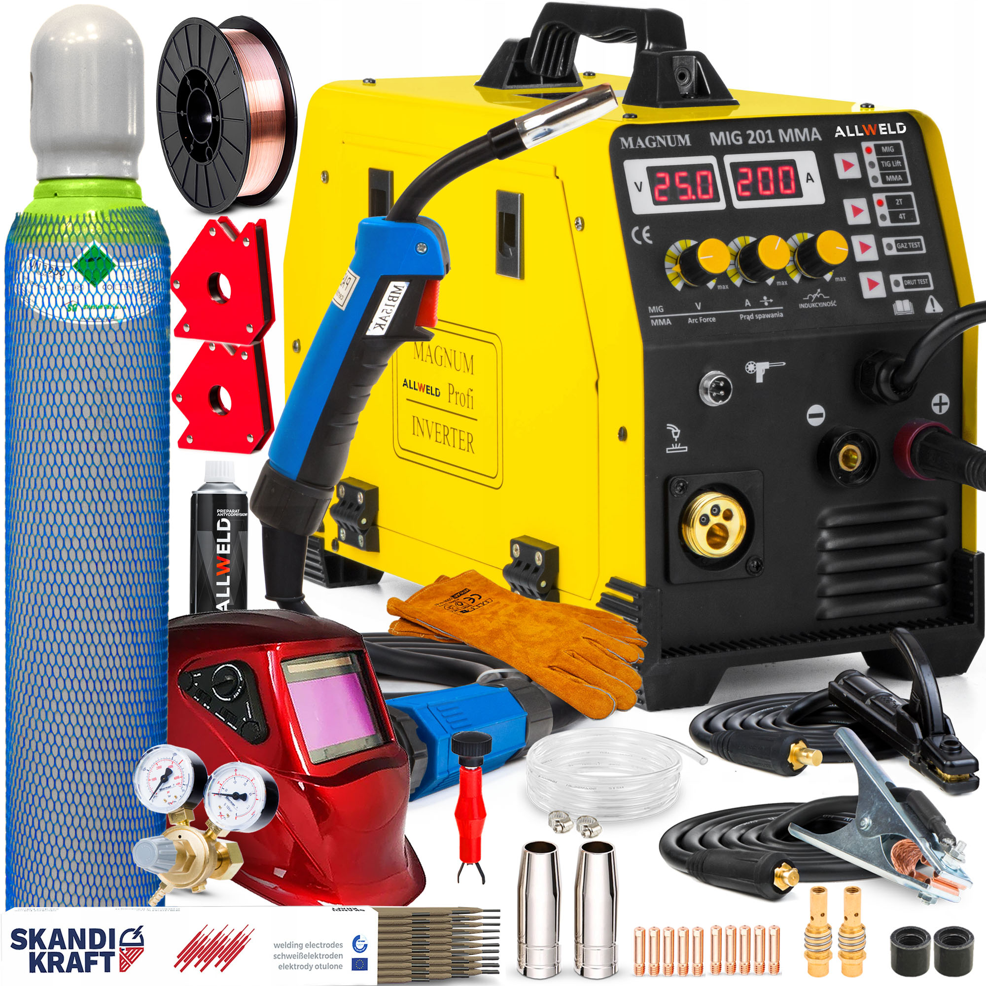 SPAWARKA MIGOMAT MAGNUM MIG 201 MMA MAG TIG 230V 200A FLUX IGBT 2T 4T 3W1