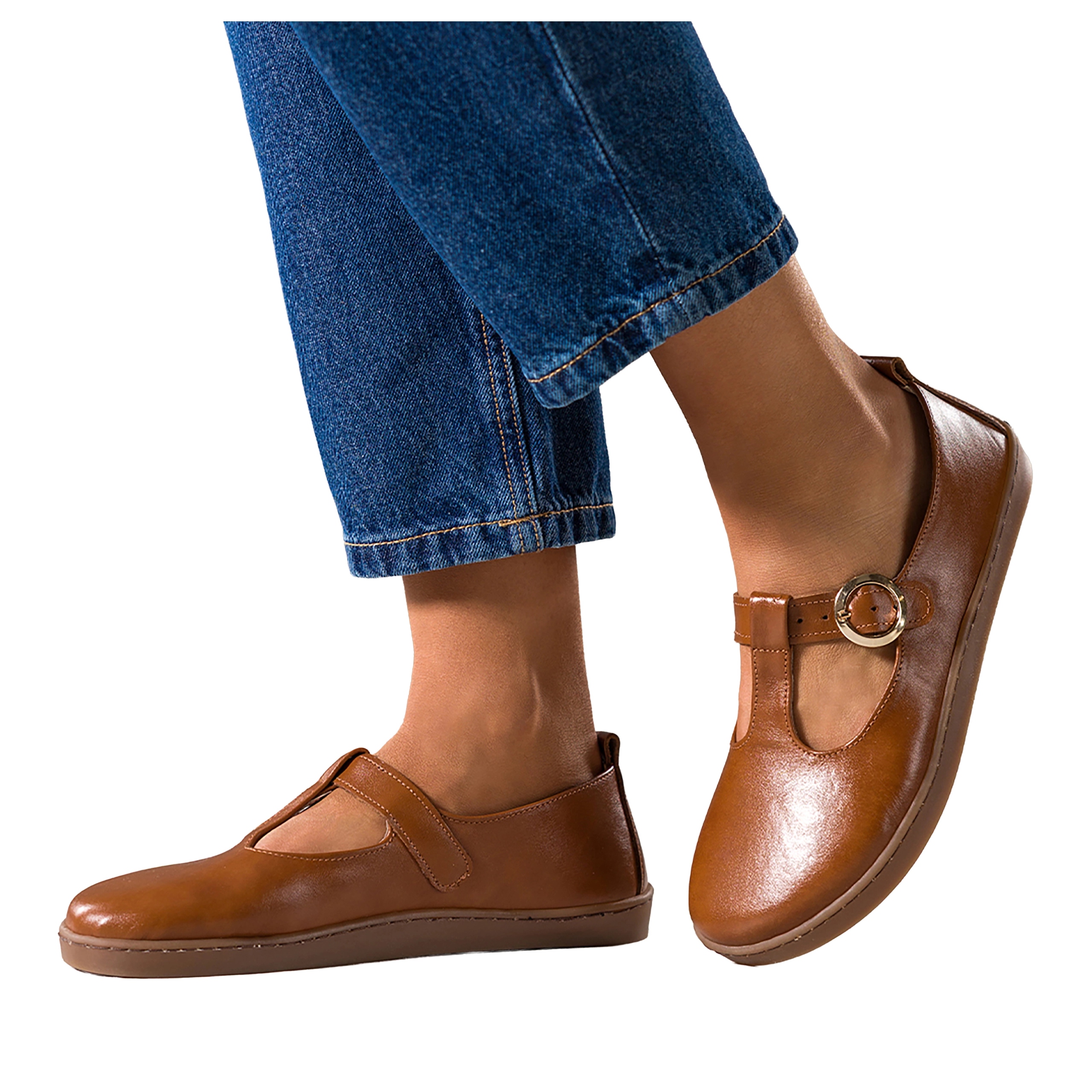 Boty Barefoot Camelové Dámské Kožené Elastické Zlaté Spona Módní vel. 39