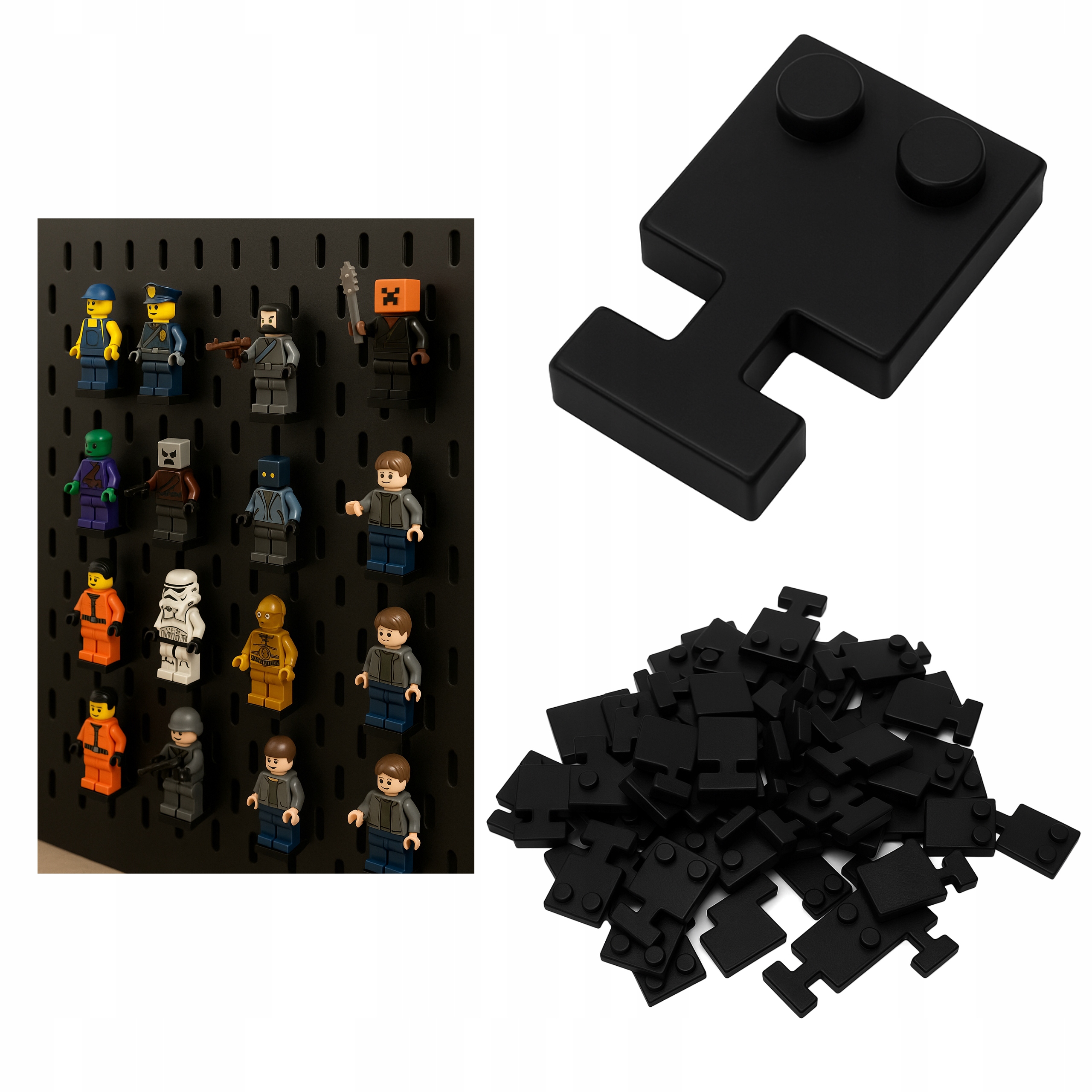 35 sztuk Uchwyt Podstawka do tablic Ikea Skadis na Mini Figurki Lego Czarne