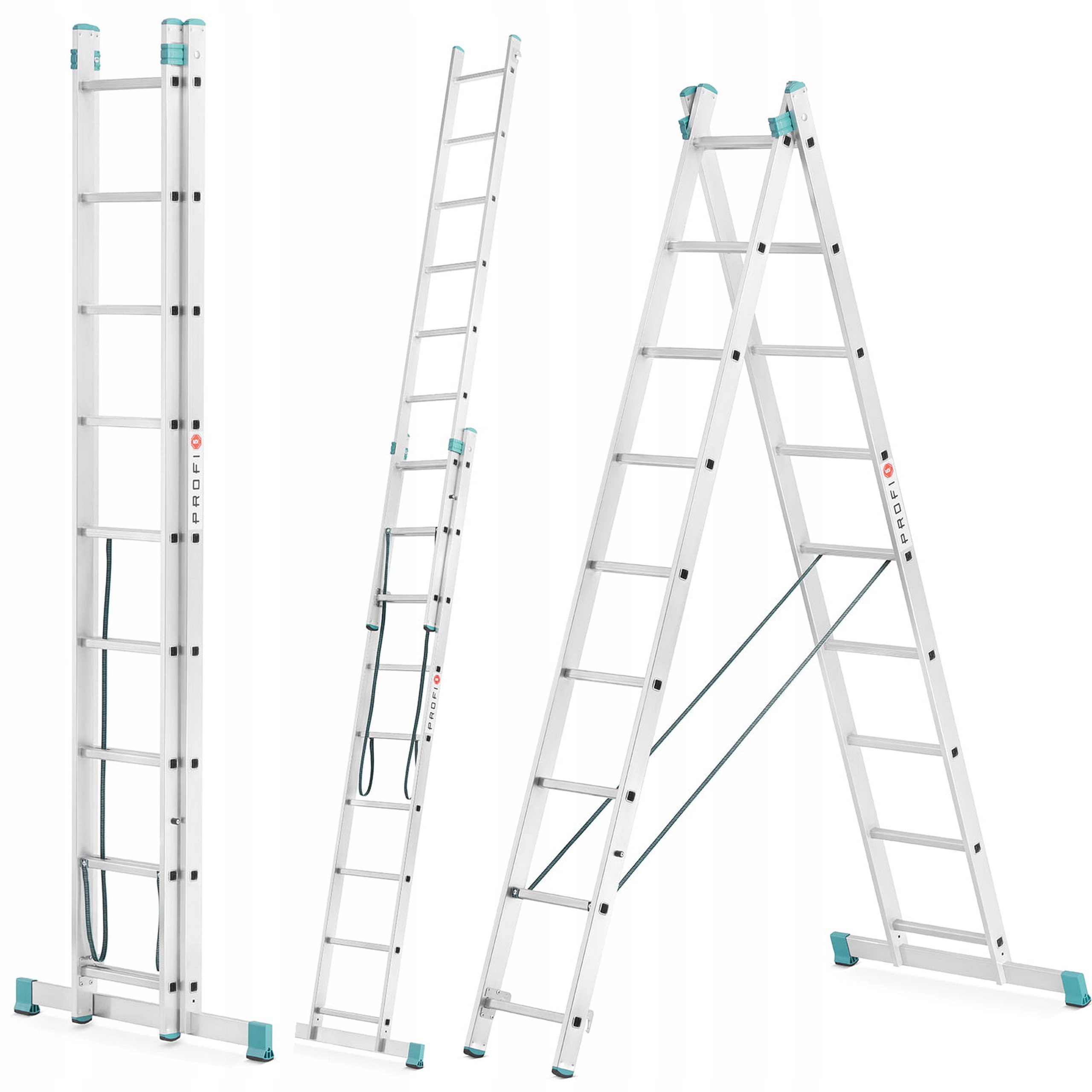 Drabina aluminiowa profesjonalna ALOSS rozsuwana 2x9 TUV 150kg — 13
