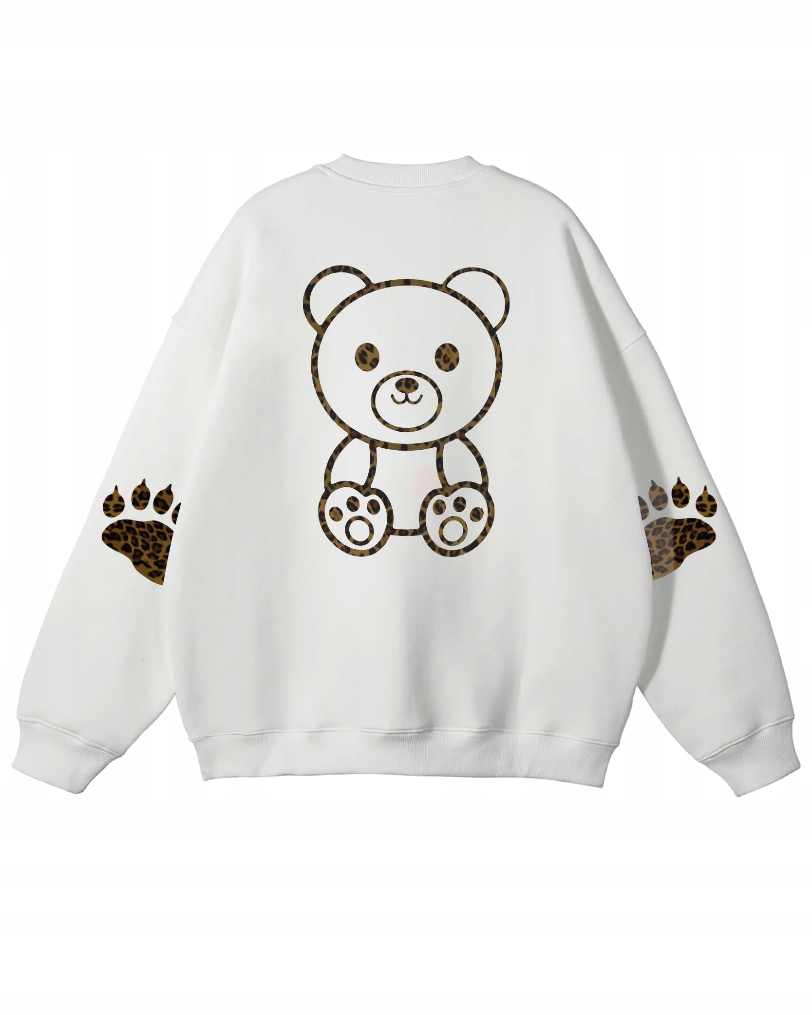 Oversize mikina s potiskem leopardí vzor s leopardím vzorem bílá, XL