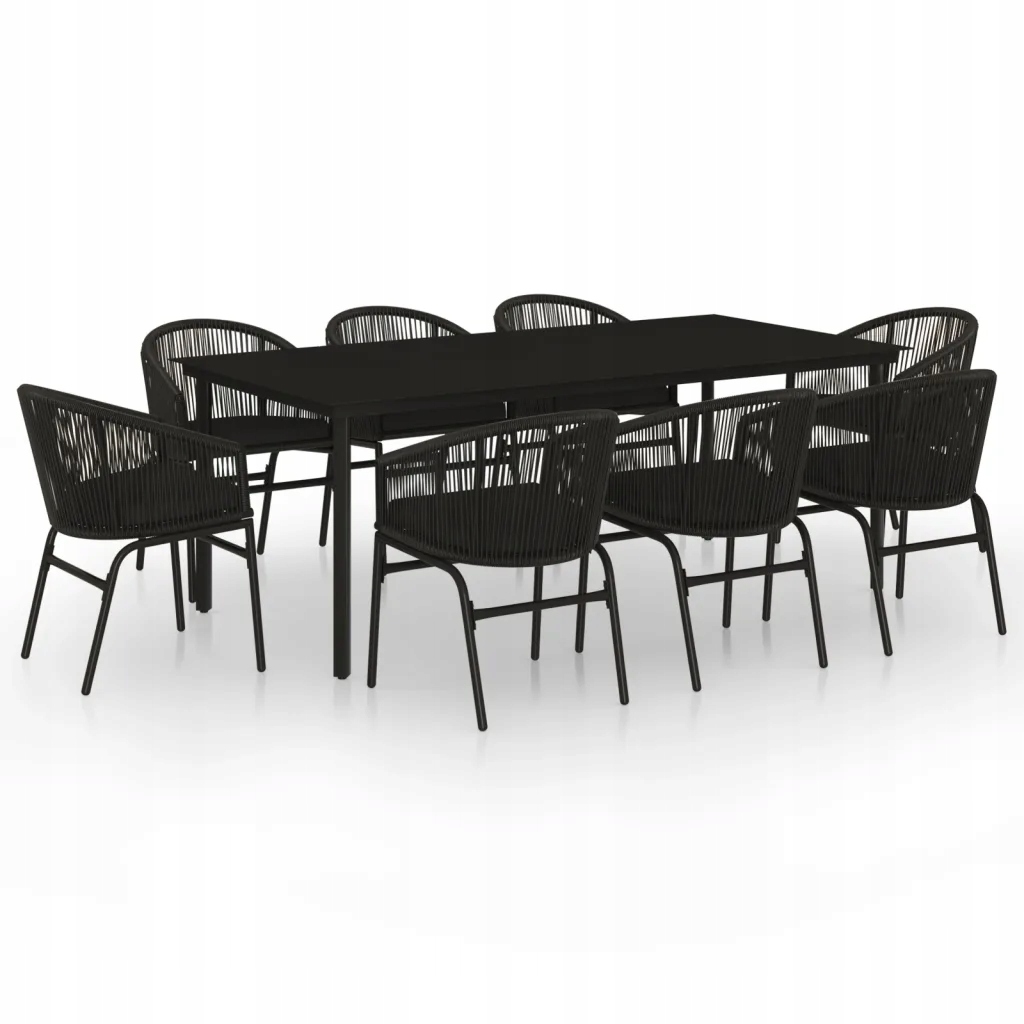 Jídelní set do zahrady černý, stůl 200x100x74 cm, židle 58x58x78