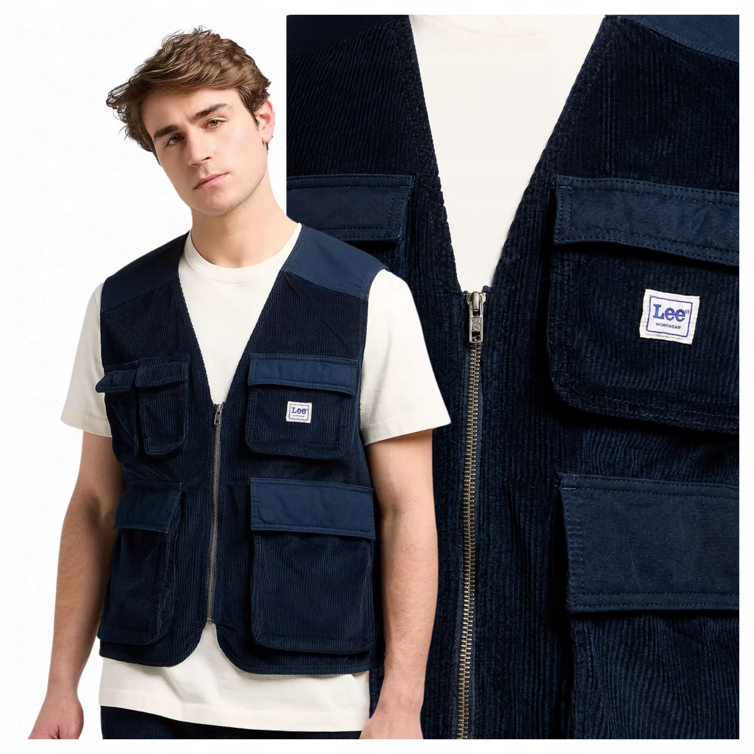 Pánská vesta Lee Mixed Media Ww Vest Rivet Navy Modrá M