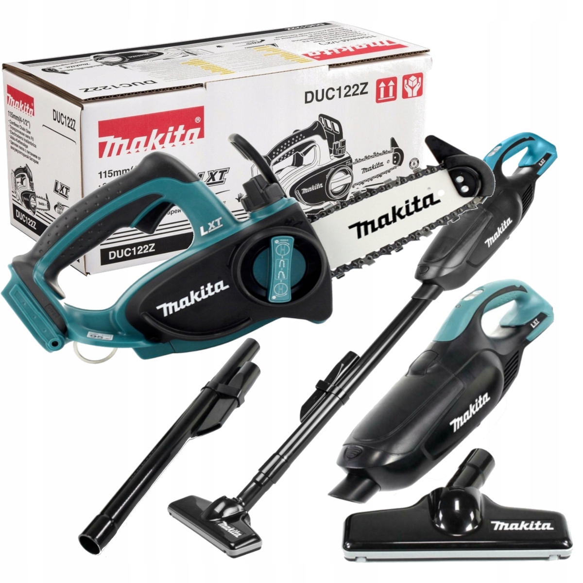 Zestaw Piła Łańcuchowa 18V Makita DUC122Z+ODKURZACZ 18V DCL182ZB