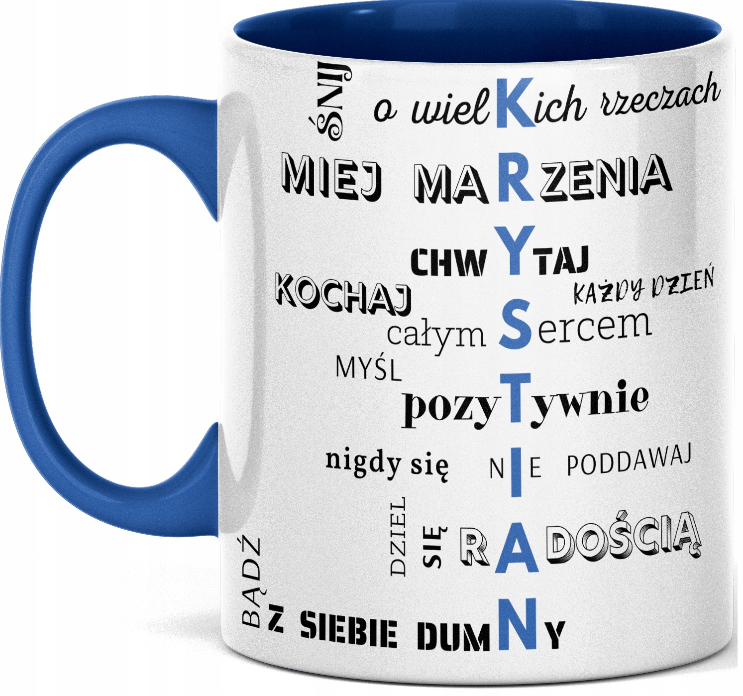 

Kubek motywacyjny z nadrukiem imieniem Krystian