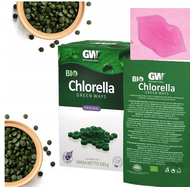 Green Ways Bio Chlorella (3x110g) tj 330g 1320szt drażetki (tabl.) Zielonki
