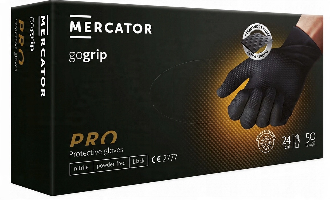 

Rękawice nitryl Mercator gogrip black L Mocne