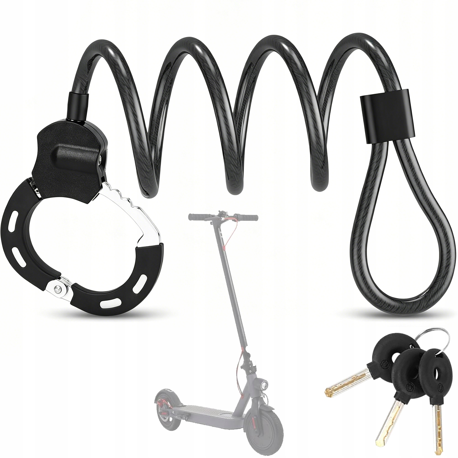 Zapięcie Rowerowe Kajdankowe Na Szyfr Handcuff 125CM 13,6mm z Klawisz