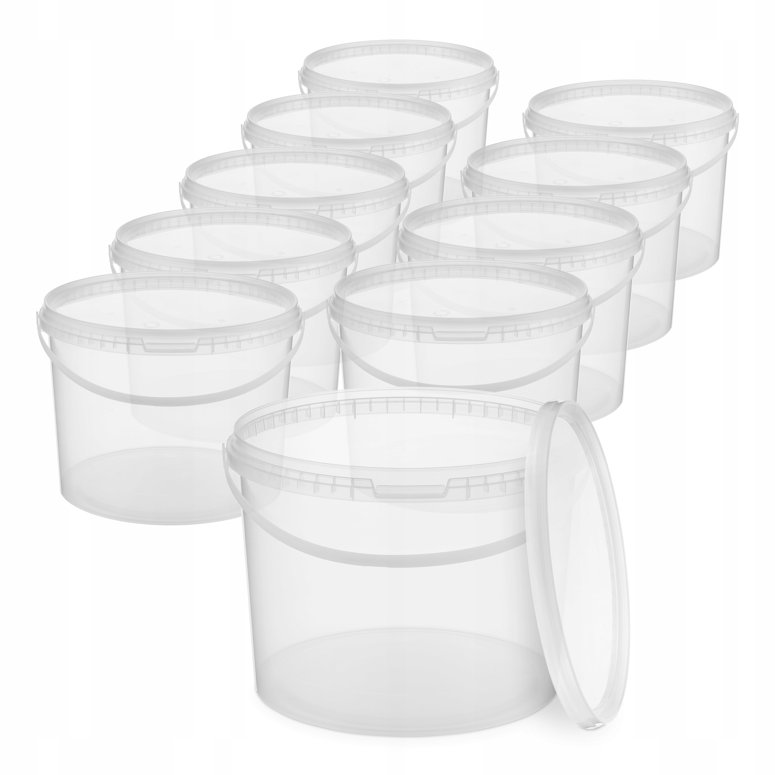 10x Wiadro plastikowe z pokrywką 10L Transparentne Na Żywność