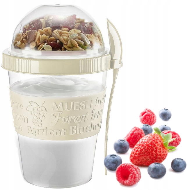 

Pojemnik Kubek Na Jogurt Musli Z Łyżeczką 600 ml