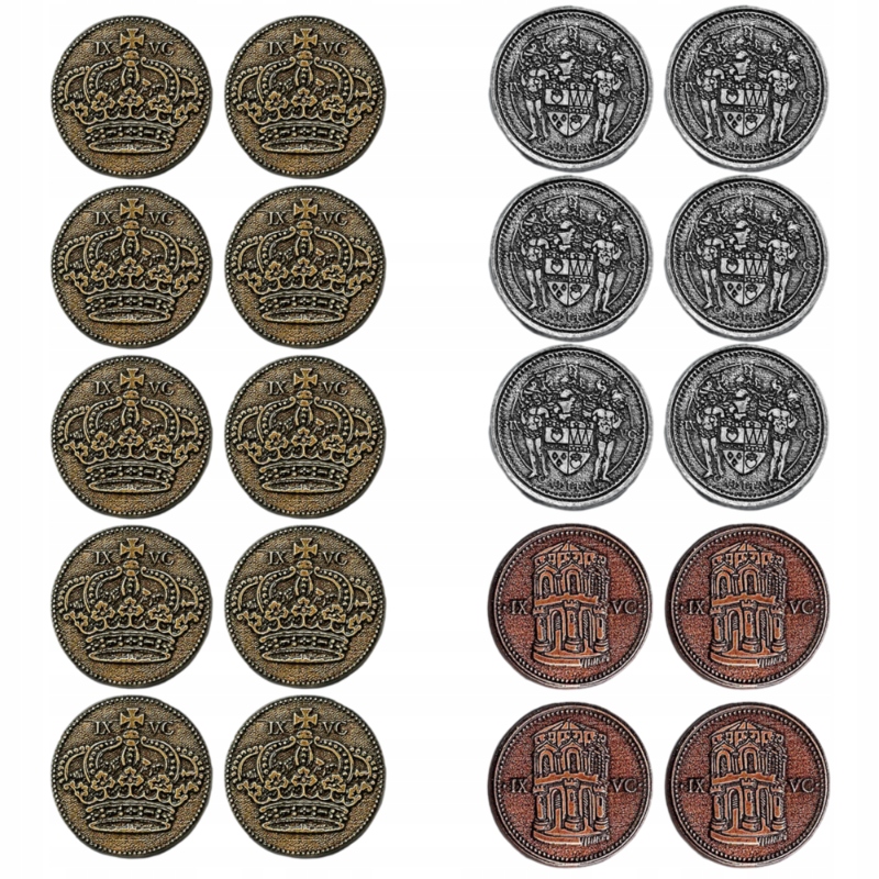 ZESTAW 20 STOLICOWYCH METALOWYCH MONET LARP RPG