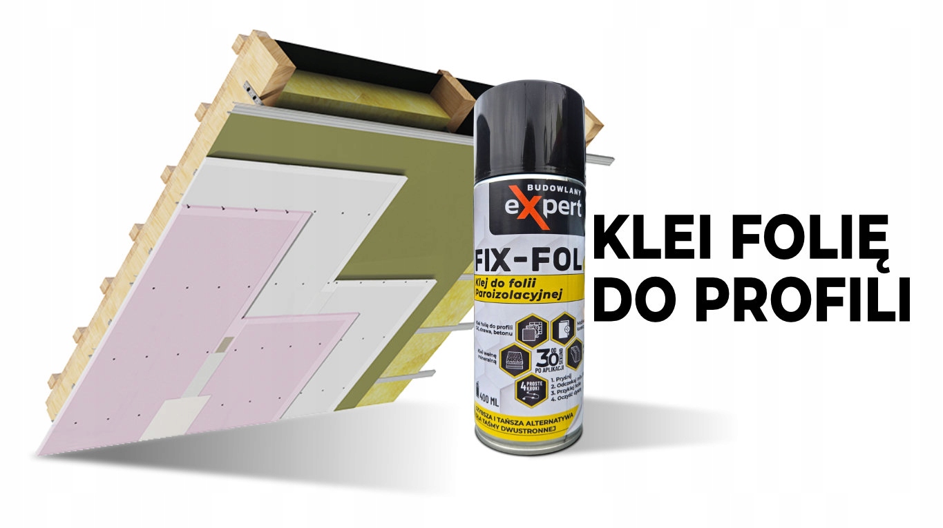 Klej do folii PAROIZOLACYJNEJ SPRAYu folia paroizolacyjna płyta G-K MEMBRAN Wielkość opakowania 0.4 kg