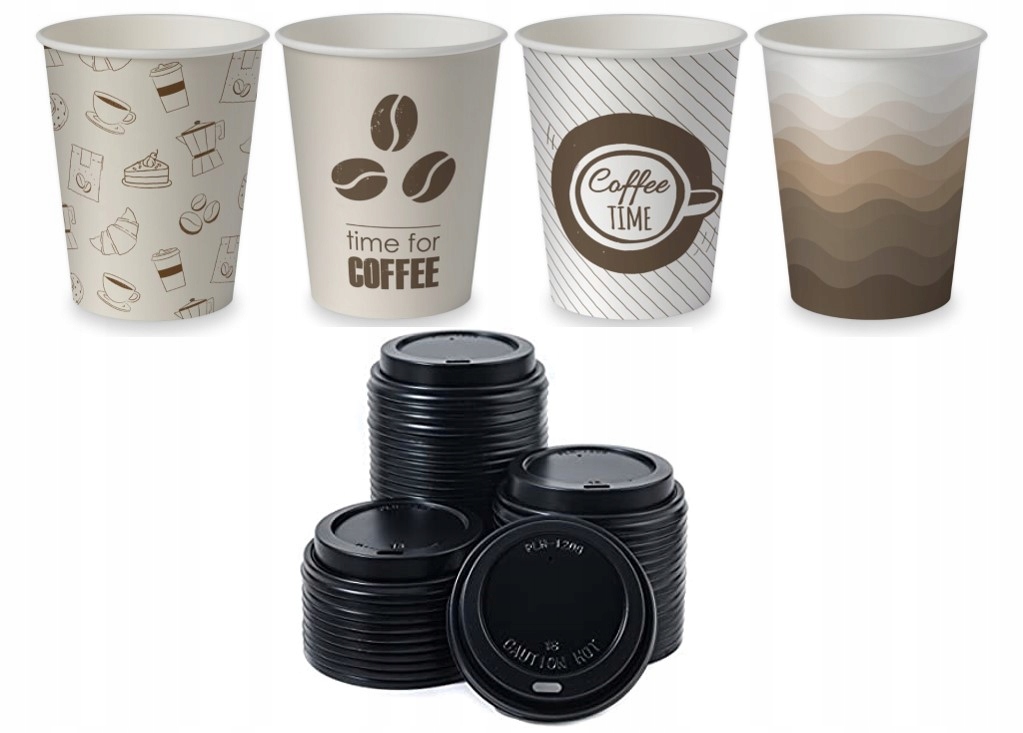 

Kubki papierowe do kawy Coffee 250ml +dekle 100szt