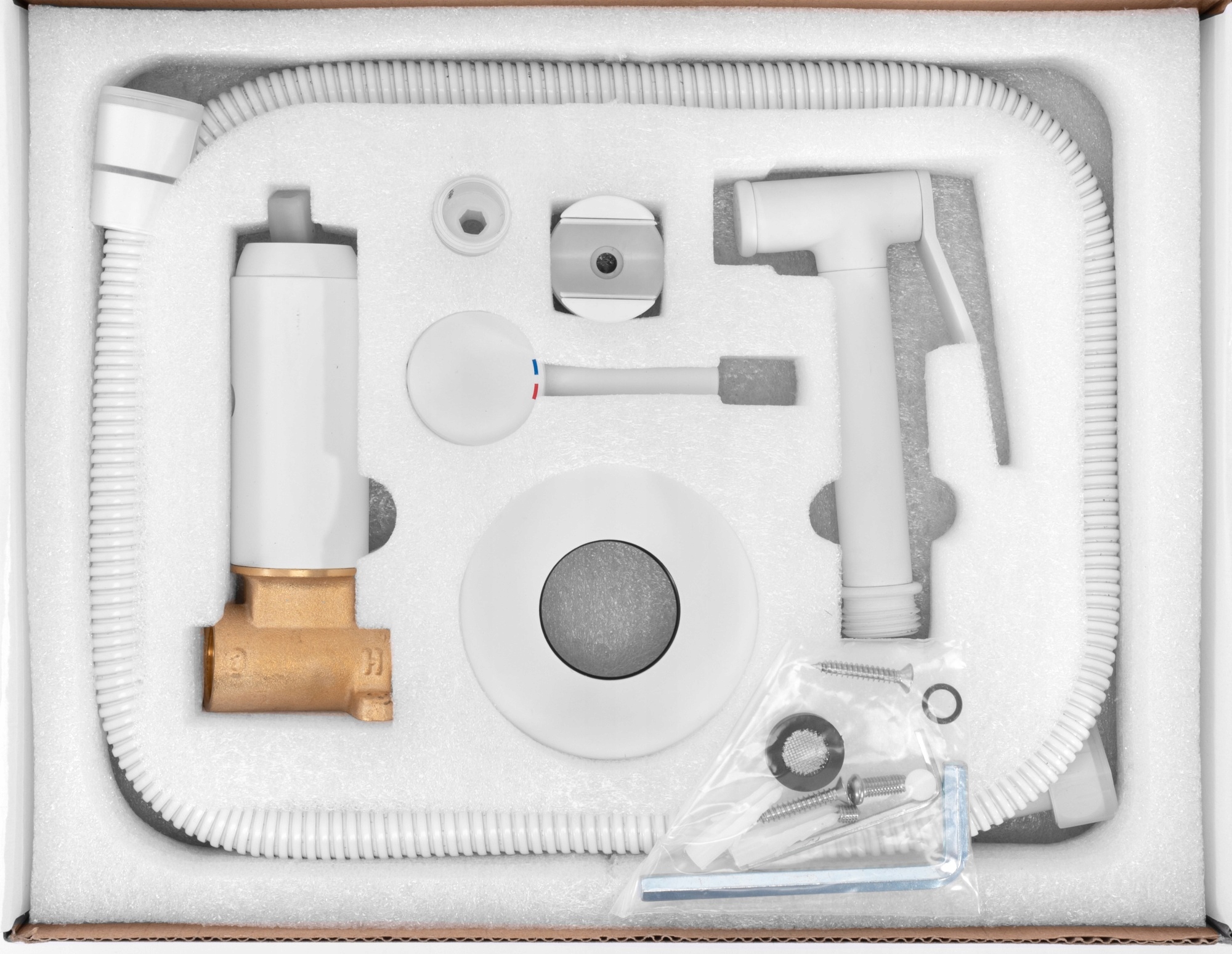 Bateria bidetowa LOOP biała podtynkowa ścienna Rea Informacje dodatkowe korek w zestawie