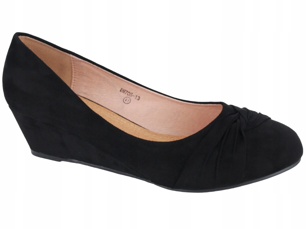 Semišové Lodičky Na Klínku 5 cm Dámské Polobotky Černé Na Klínu 44