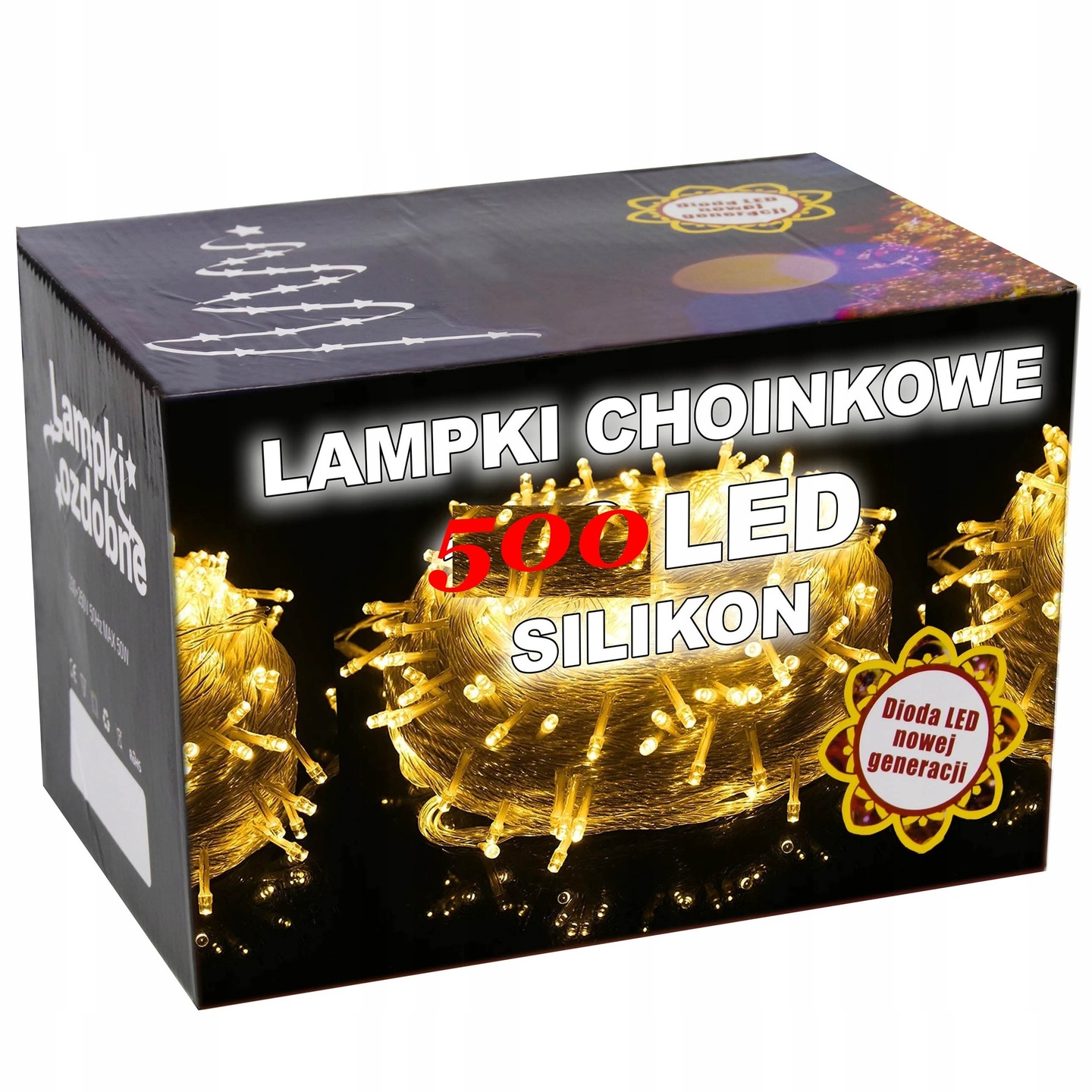 LAMPKI CHOINKOWE 500LED SILIKON BIAŁE CIEPŁE