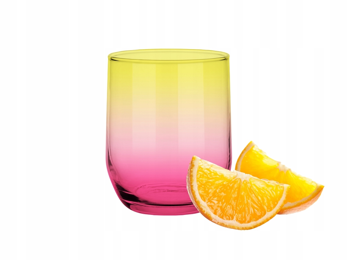

Szklanka 300 ml Żółto-różowa,do Soku, Wody,drinków