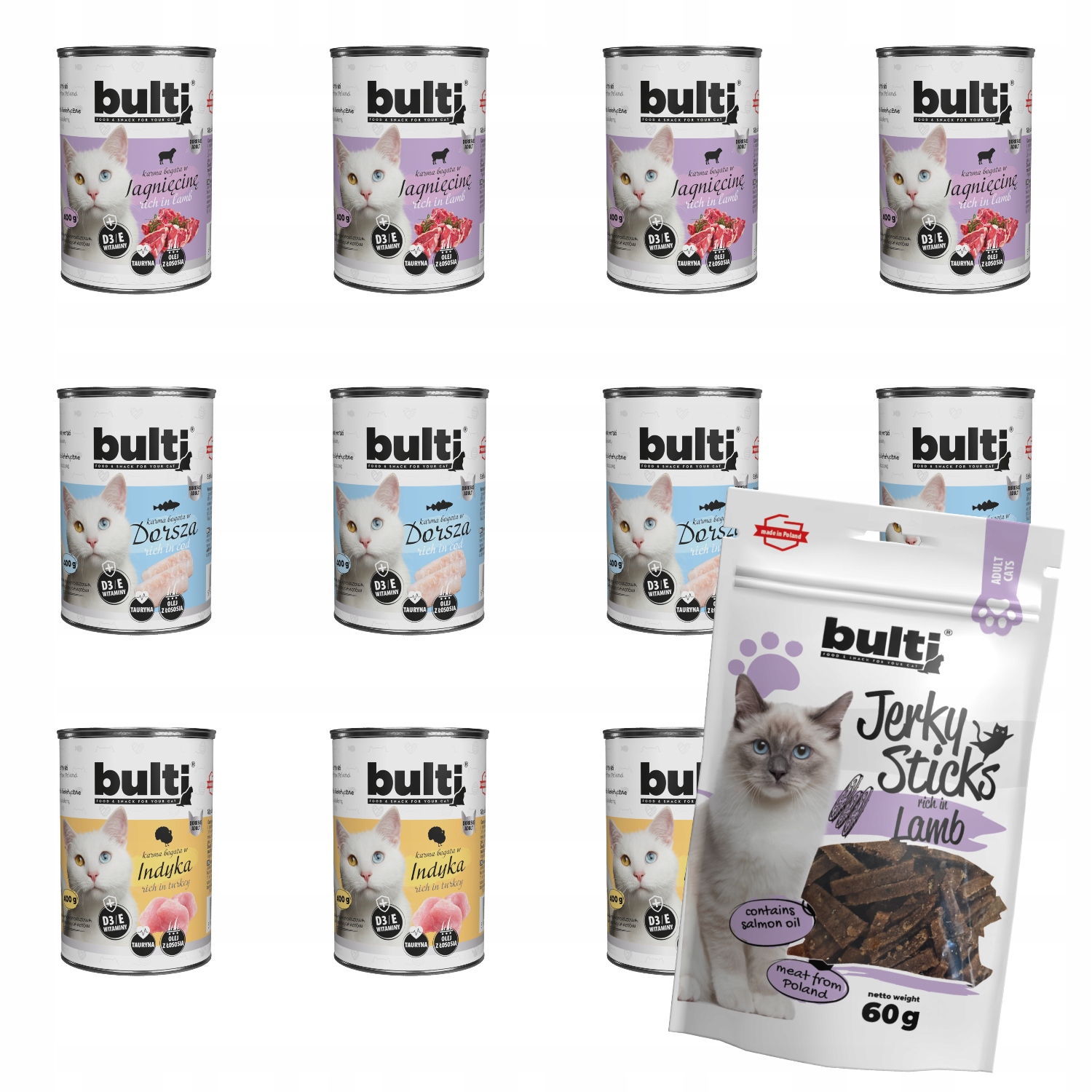 Bulti vlhké krmivo pro psy Krůta Příčesek jehněčí 12x400 g Jehněčí maso Jerky