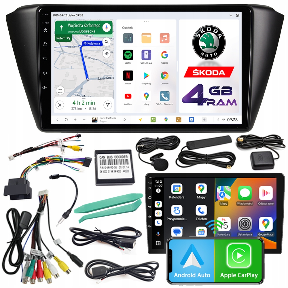 Autorádio Ncs D9 Škoda Fabia 3 III 2014-2021 Android 4GB Lte