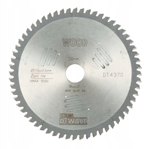 DT4370 Dewalt Kotouč Na Dýhu A Panely 216 MM 60Z