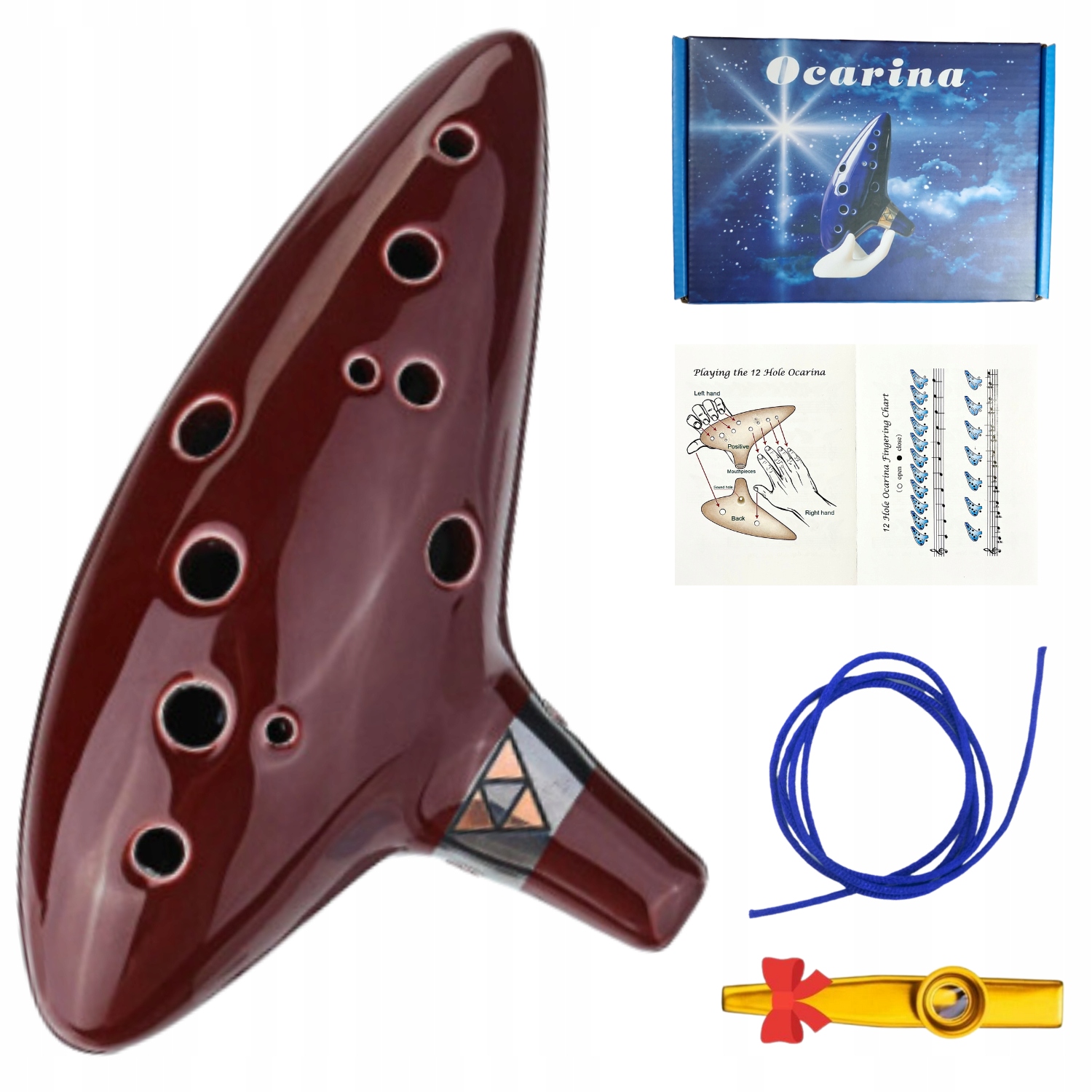 OKARYNA ZELDA brązowa chwyty nuty pudełko ORYGINAL