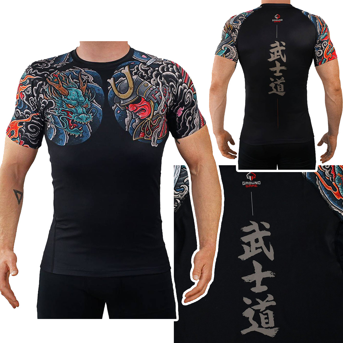 Rashguard z krótkim rękawem męski Ground Game Bushido 3.0 r. L