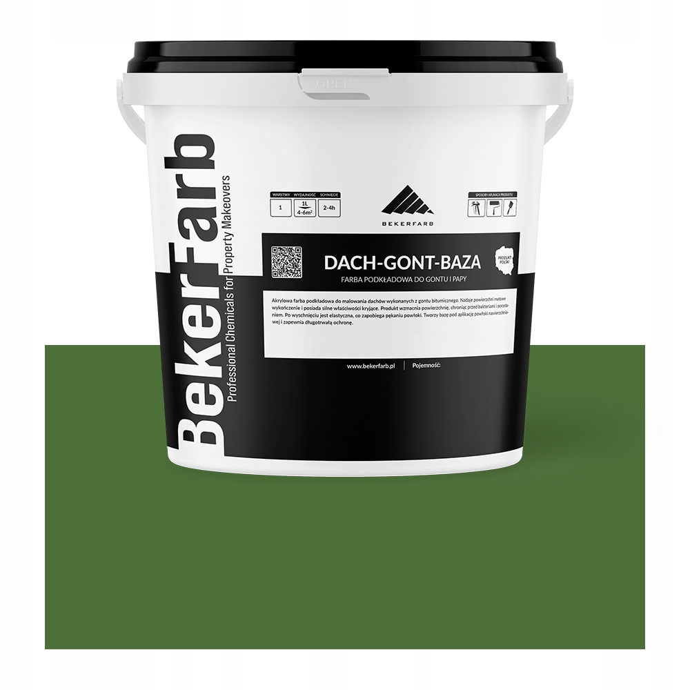 Farba na Dach Podkładowa do Dachu z Gontu, Papy 10L Zielona Trawa