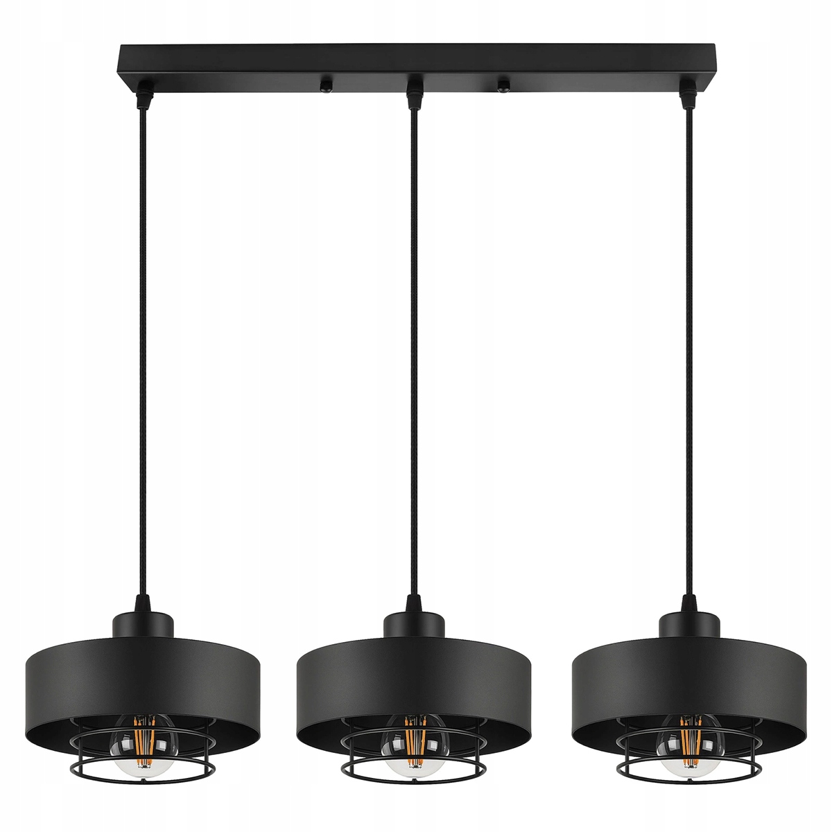 Lampa Wisząca Sufitowa Żyrandol Czarny 3x E27 Led Metalowy