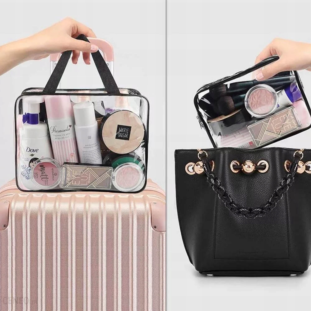 KOSMETYCZKA PRZEZROCZYSTA PODRÓŻNA ZESTAW 3 SZT! Kolor wielokolorowy