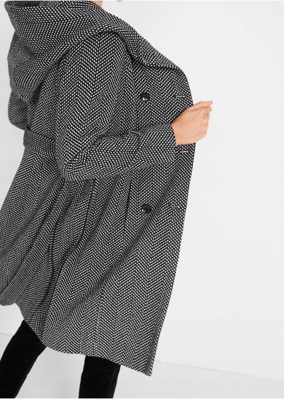 Bonprix 38 PŁASZCZ CIĄŻOWY WIĄZANY PASEK Rozmiar 38