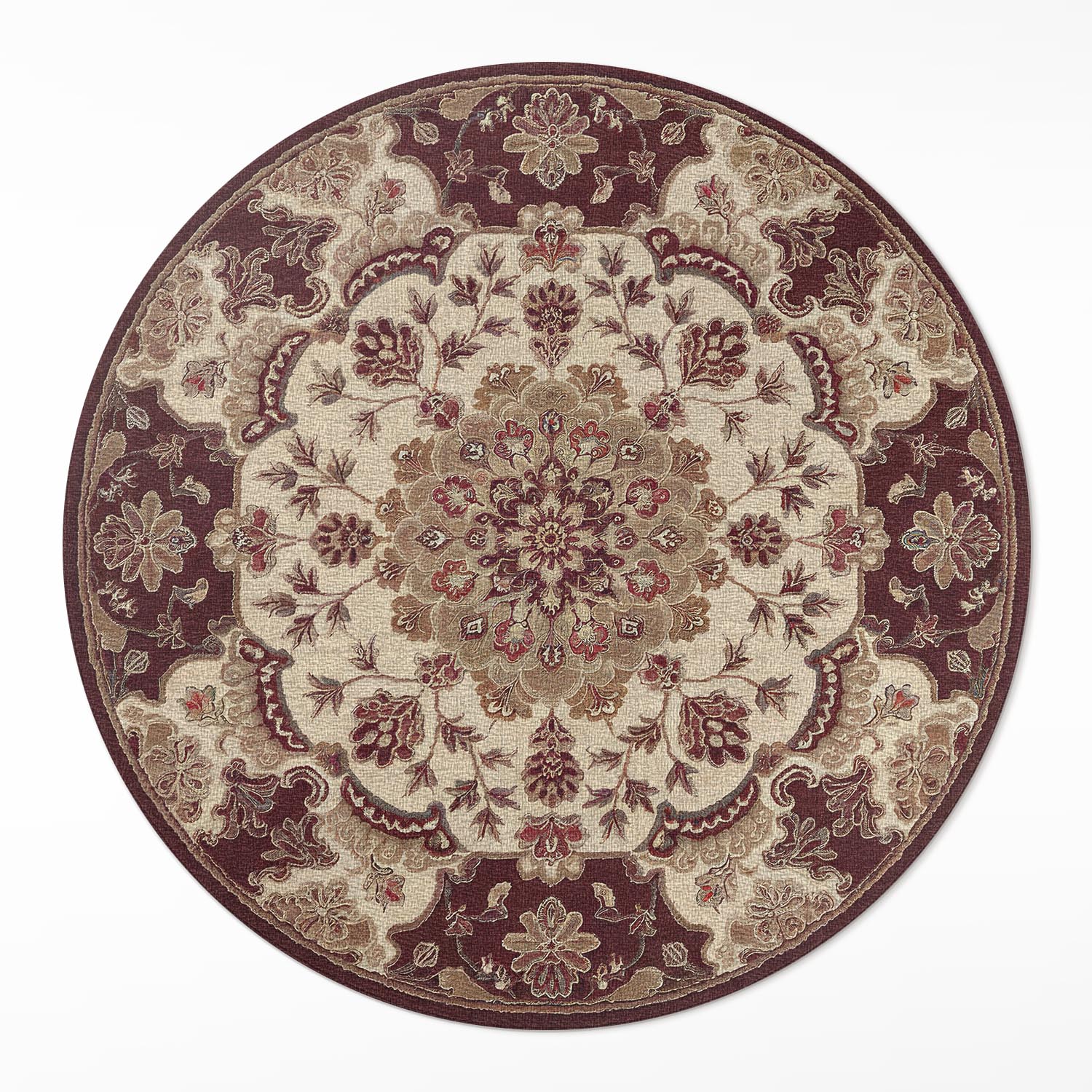 Kulatý Koberec s grafikou Rozměr ⌀ 80 cm Květinová vintage kompozice
