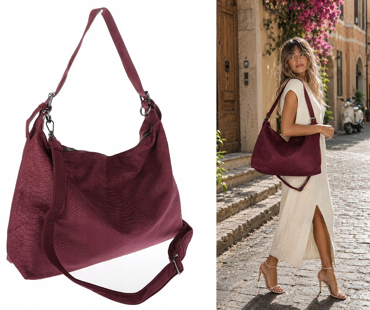 Dámská kabelka shopper semišová kabelka přes rameno PB4740 Červená